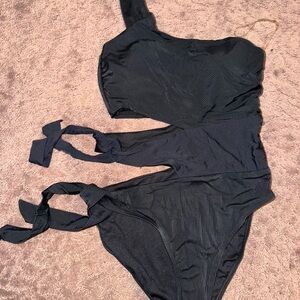 Black Women's side tie one piece